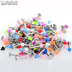 20pcs/Lot Stainless Steel Labret Lip Piercing Acrylic Cone/Ball Ear Cartilage Tragus Helix Piercings Random Colors