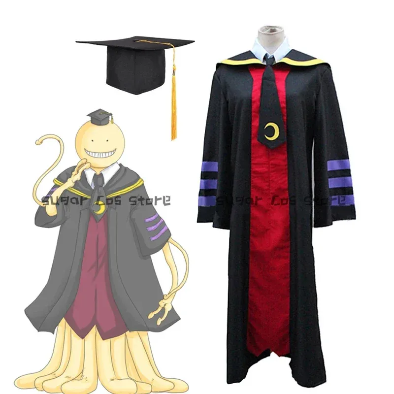 A2025 جديد اغتيال الفصول الدراسية Korosensei تأثيري حلي E Class المعلم عباءة التعادل قبعة Mortarboard حفلة الهالوين R ★   هاكسيب