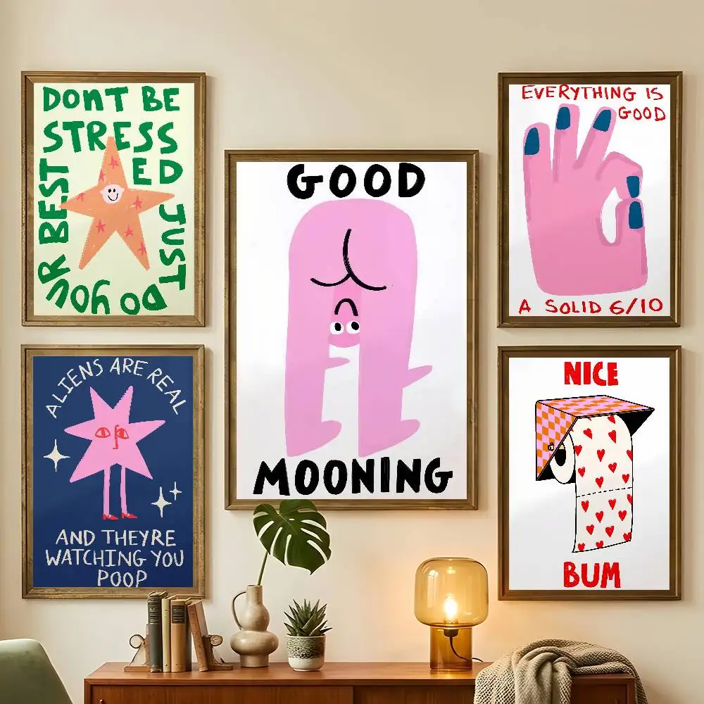 Humorous Slogan Nice Bum Cartoon Poster Living Room Bedroom Bar Cafes Wall Home Decoration Gifts