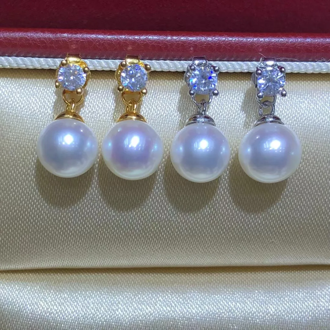 

Wholesale S925 Sterling Silver Earrings Mount Findings Settings Base Mounting Parts Accessory for 6-7mm Pearls 5 pairs/lot