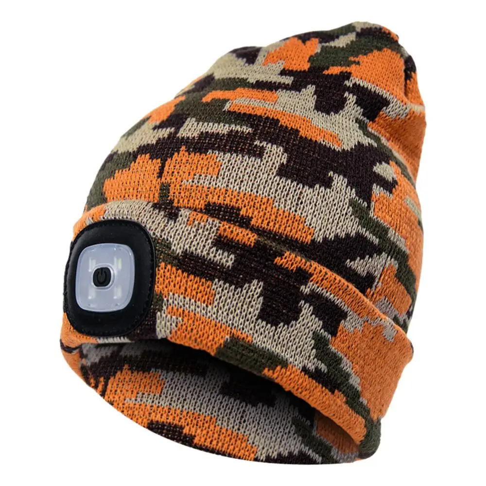 LED Knitted Hat LED Lighted Beanie Cap Unisex Knitted Beanie Head Lamp Flashlight Cycling Hat women Men Winter Hat Fishing Cap
