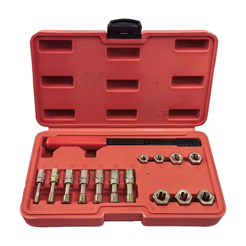 ABAE-Universal 15 Piece Metric Thread Chaser Set Thread Rethreading Kit M6 M8 M10 With Case