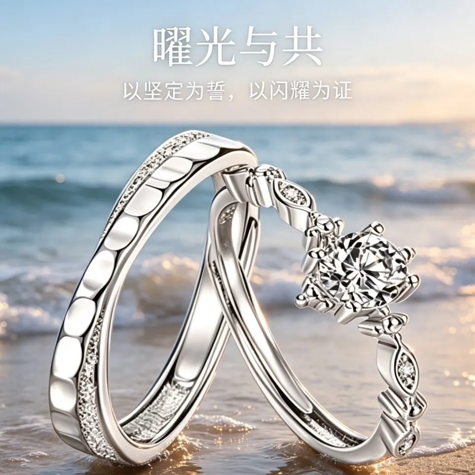 Chinese Style Bracelet Hand String Shiny Xinghe Couple Ring Mobius Spliced Broken Diamond Light Luxury Zircon Ring Fashion Open