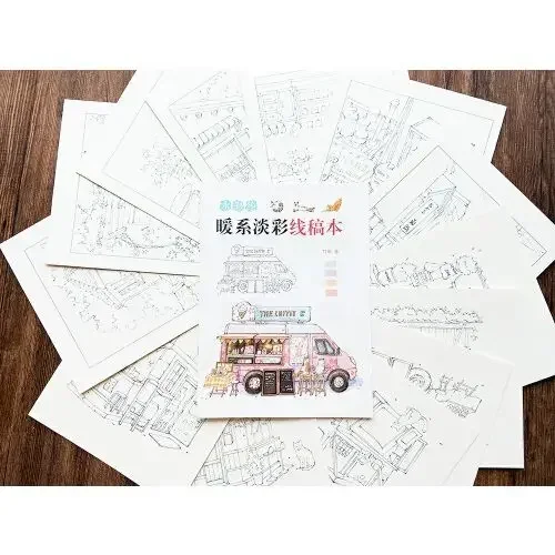 Aquarell warme Abteilung Stift helle Farbe Linie Manuskript Tutorial Illustration Sammlung Buch Lehrbuch