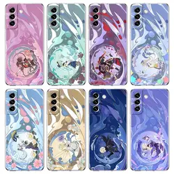 Genshin Impact Cartoon Logo Clear Phone Case For Samsung Galaxy S23 S22 5G S20 Ultra S21 FE 5G S10E S9 S8 S10 Plus Soft Cover