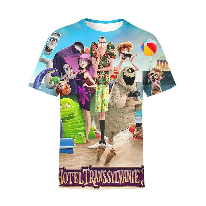 Summer 2024 New Foreign Trade Men's Sports Short Sleeve Animation Elf Hotel 3D Digital Printed Children's T-shirt