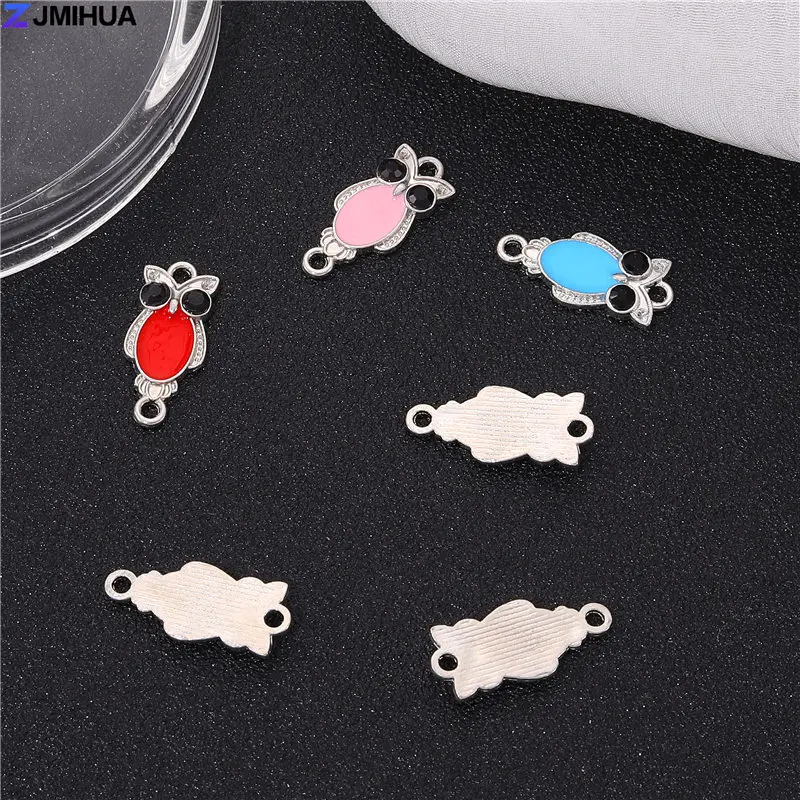 15pcs Enamel Owl Charms Connectors For Jewelry Making Findings DIY Handmade Earrings Bracelets Accessories