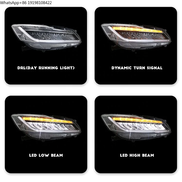 HCMOTIONZ Factory LED Accord 9/9.5th 2013-2017 High Quality Head Lights Assembly DRL Front Light for Honda
