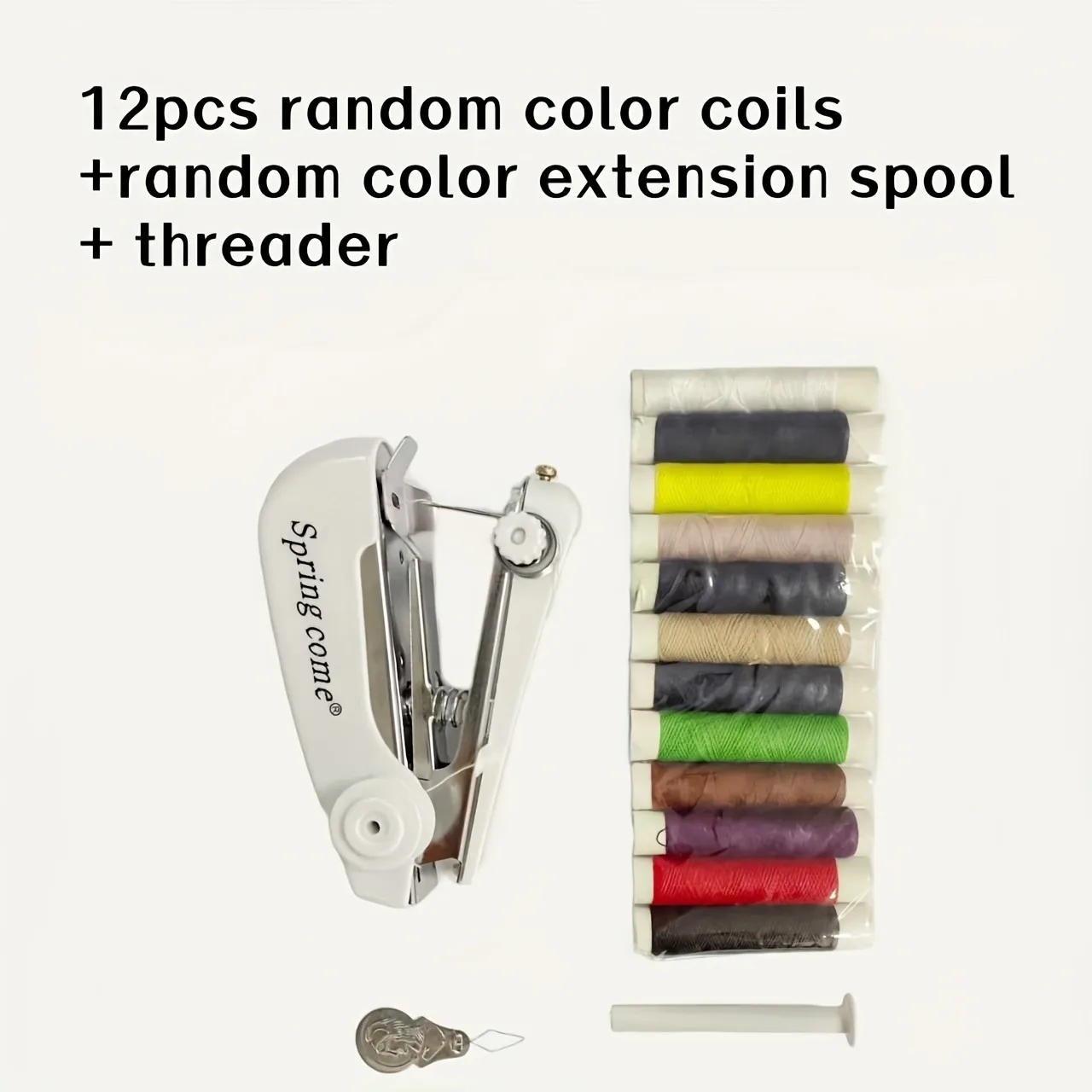 1pc White Portable Mini Sewing Machine Handheld Manual Easy Sewing Household Portable Tailor Machine Small Sewing Machine - view 3