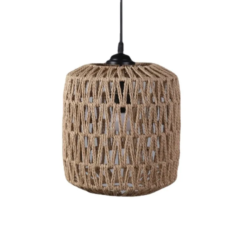 1pc Rattan Lamp Shade Small Boho Shades Replacement Ceiling Fan Light Covers Cylinder Woven Lampshade for Floor Lamps for E27