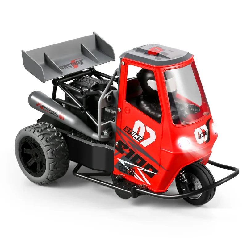 Rc Car 2.4g Remote Control Car Full Scale 1:16 Light With Spray Tricycle Motorcycle Stunt Drift Remote Control Car Kids Gifts