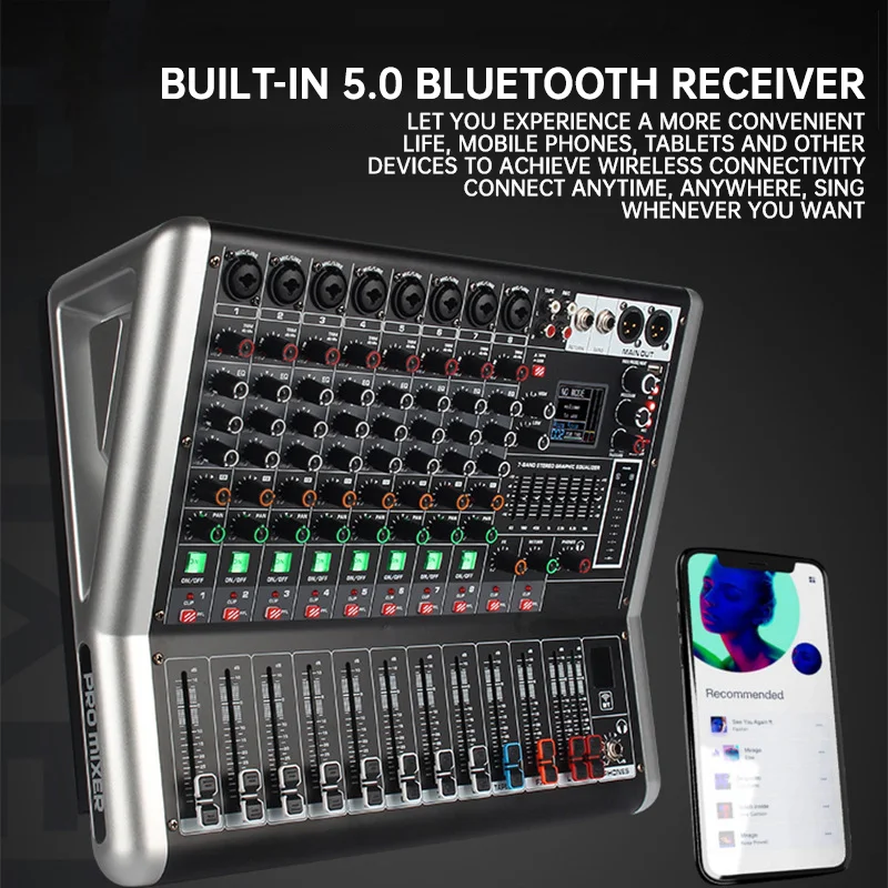 16 DSP Effects for Small Stage Event Professional TM-AMP 4/6/8Channel Active Mixing Console Built-in Power Amp