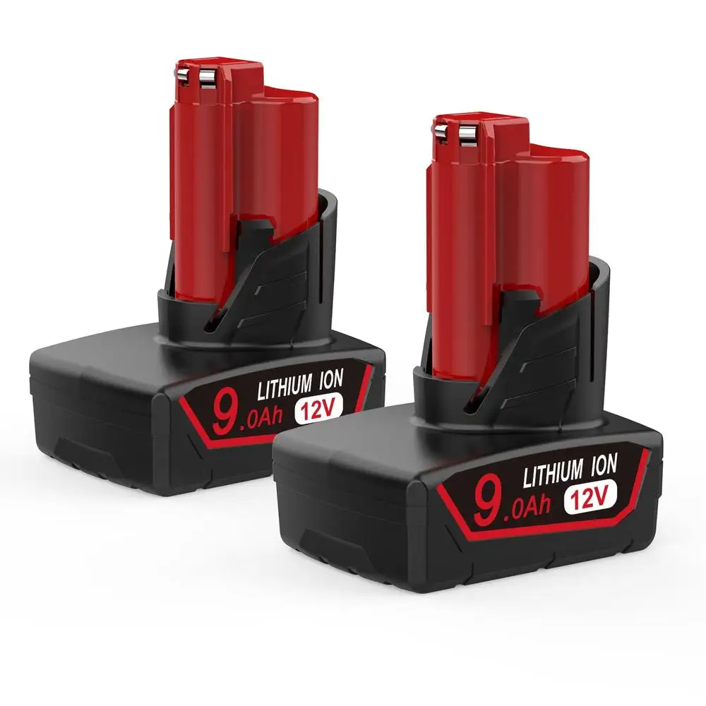 9.0Ah 2 Pack Replacement Milwaukee M12 Battery 12V Lithium-ion 48-11-2411 48-11-2402 -100% Compatible Long Lasting UL Listed