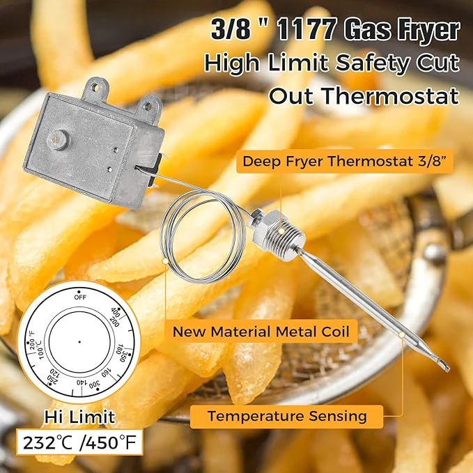 232℃ /450℉ Thermostat High Limit Safety Fryer Switch For 3/8 \