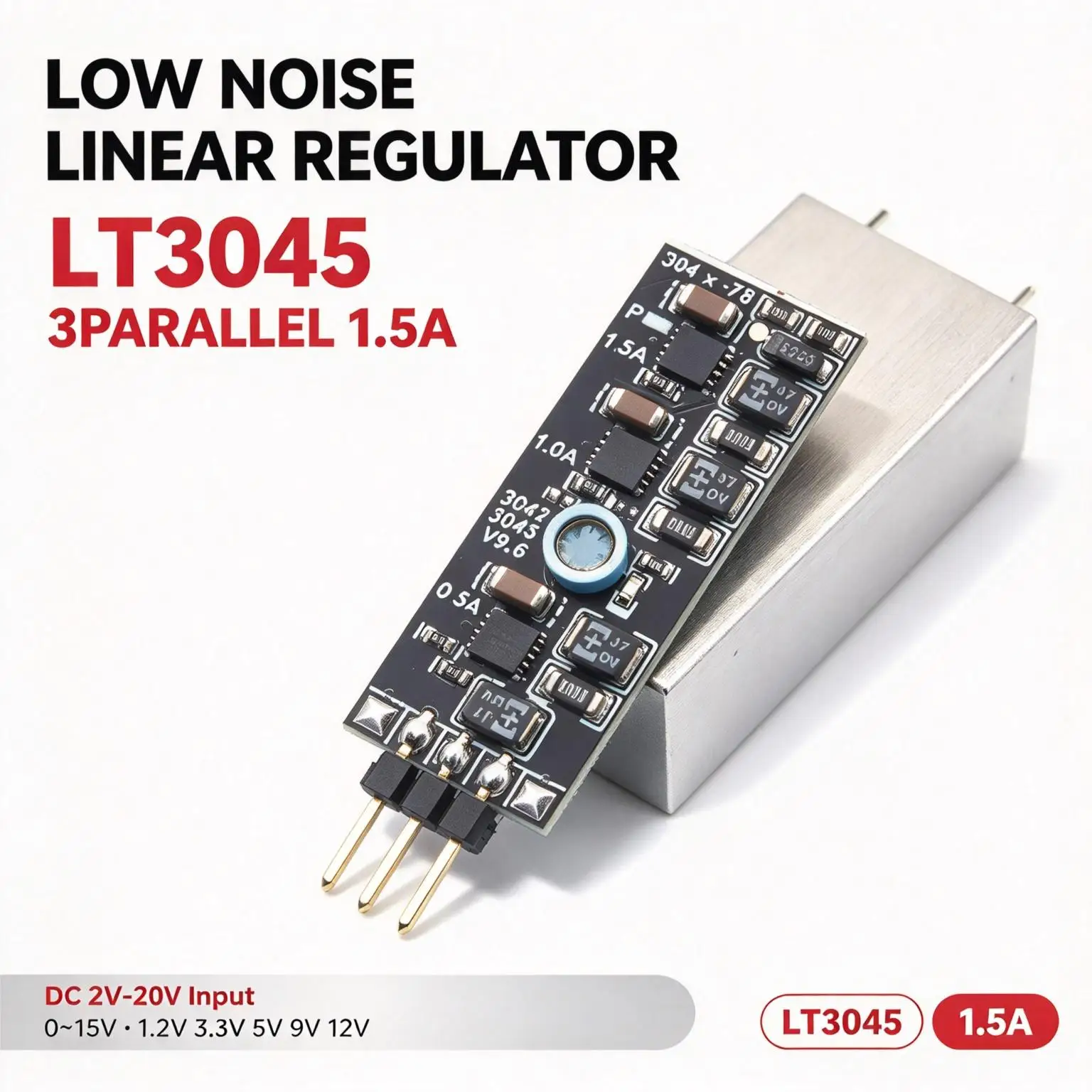 DYKB 1.5A 3 Parallel LT3045 Low Noise Linear Regulator Power Supply DC 2V-20V To 0-15V 1.2V 3.3V 5V RF Audio Replace LM317 78xx