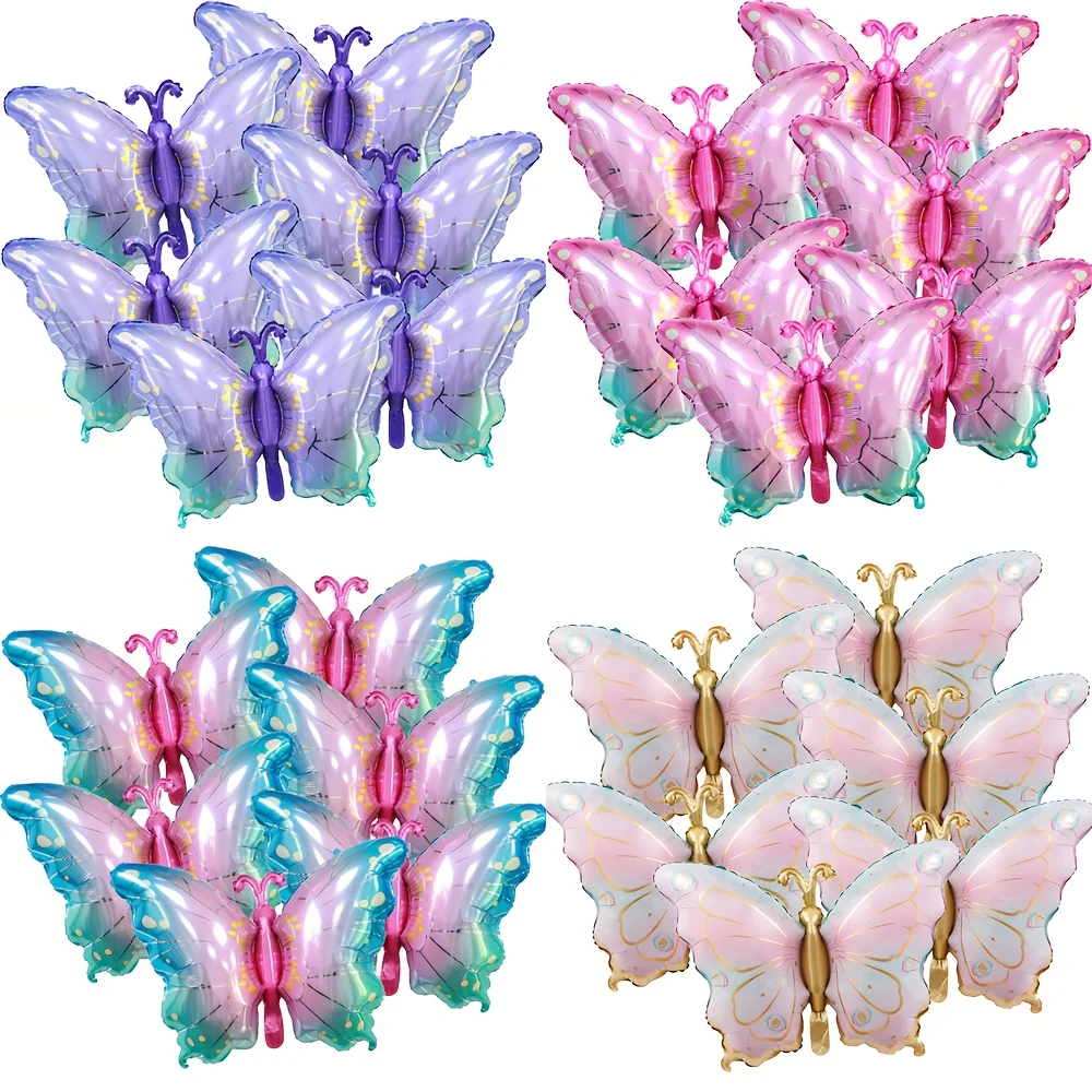 

6 шт. красочные фольгированные шары с бабочками, тематические воздушные шары с бабочками для девочек, день рождения, свадьба, украшение для детского душа, подарки