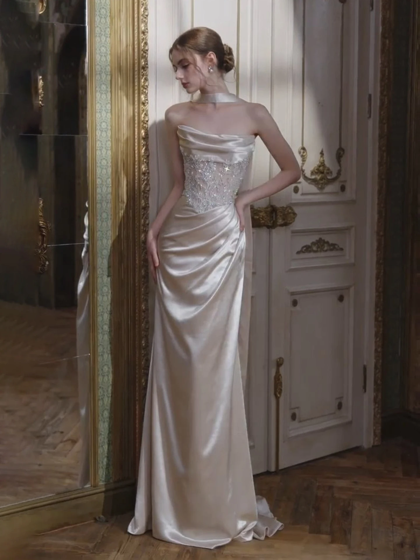 

Вечернее платье Ele Fi Tail для женщин, новинка 2025 года, роскошное свадебное платье с пайетками для помолвки и банкета