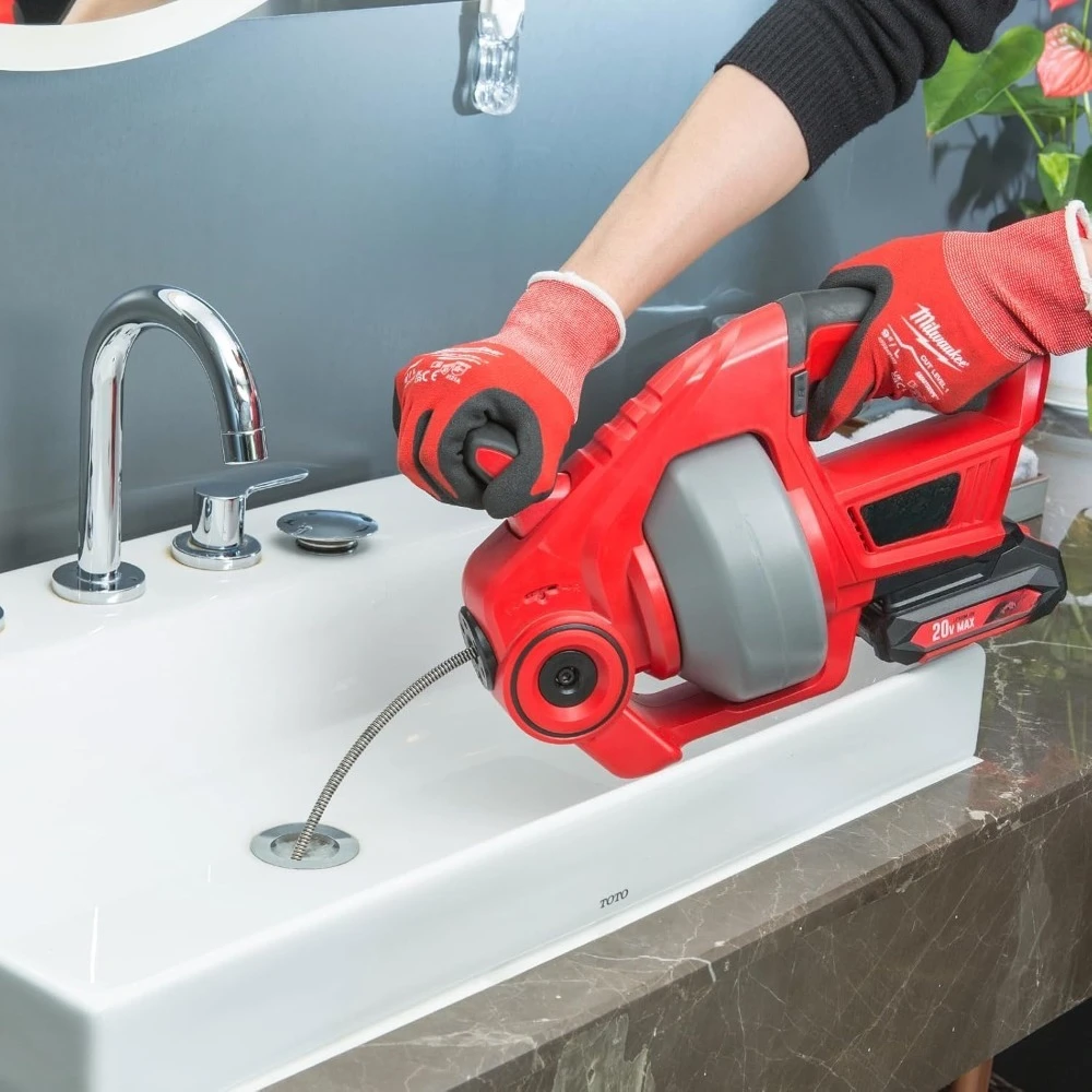 جديد 20 فولت استنزاف كهربائي لاسلكي Auger-25Ft التغذية التلقائية استنزاف ثعبان ث/كابل قابل للاستبدال، بطارية 2.0 أمبير، شاحن، حقيبة التخزين والقفازات