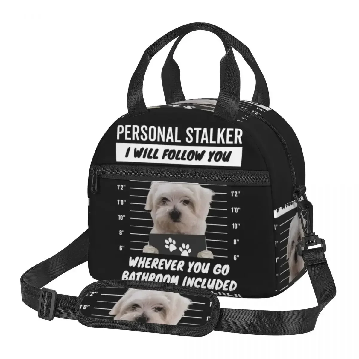 

Personal Stalker Dog Maltese Lunch Bags Insulated Bento Box Resuable Lunch Tote Picnic Bags Cooler Bag for Woman Travel