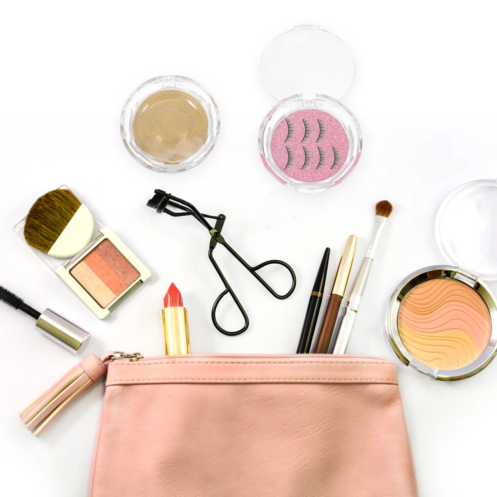 3Pcs False Eyelash Storage Boxes Reusable Plastic Eyelash Cases with Glitter Bottom Card for Women Girls Salon Use Small Lash