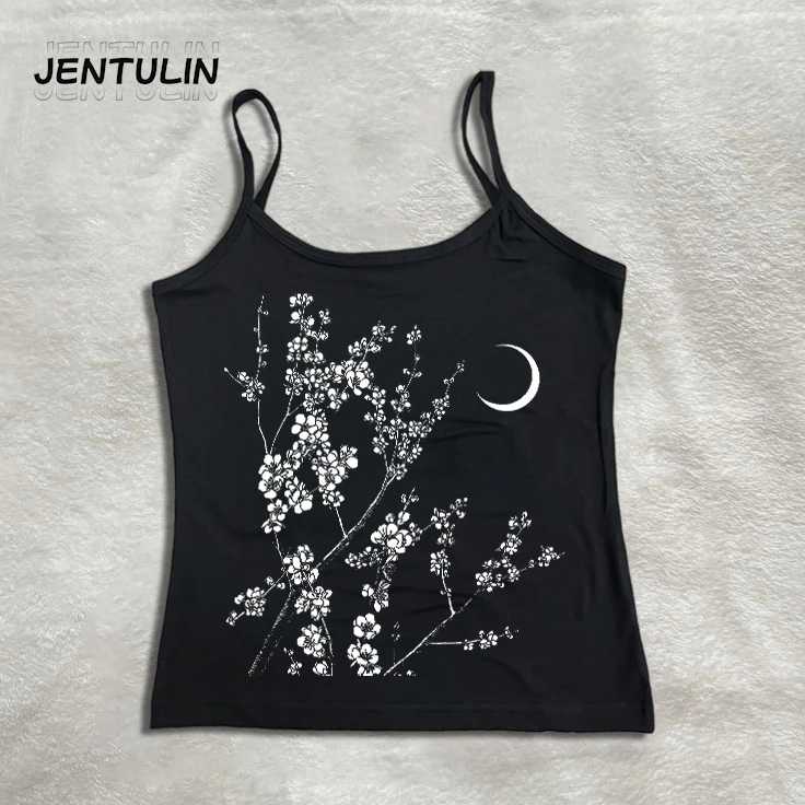 Vintage années 2000 Streetwear Goth Cami Emo Girl Y2k haut court femmes vêtements esthétique bébé t-shirt été Harajuku sans manches haut mince