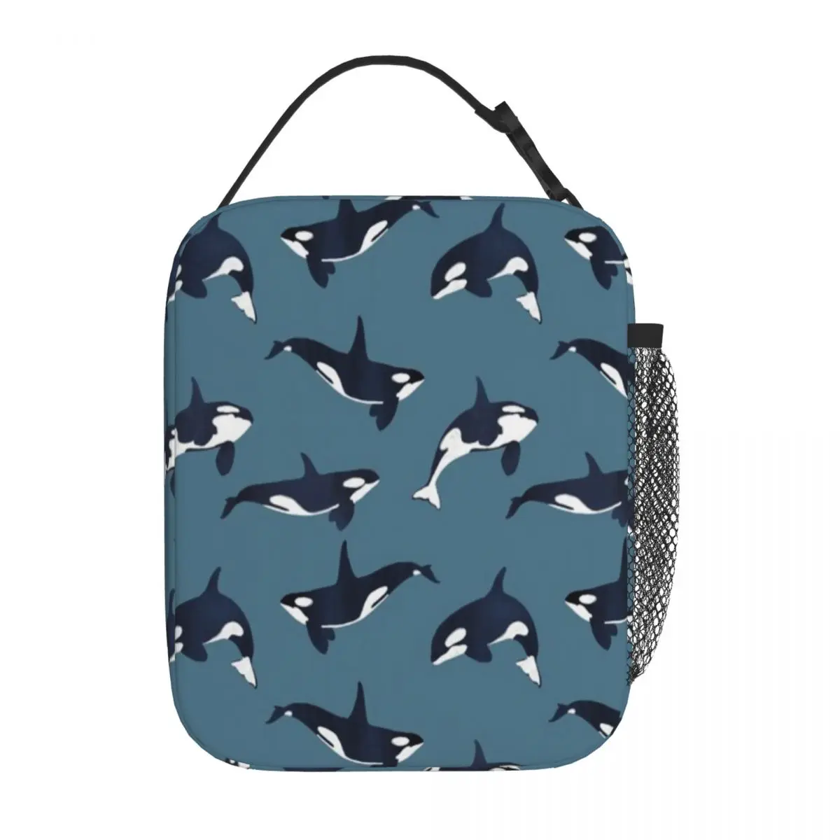 Bestselling Orca Pattern Killer Whale Blue Marble Print Student Lunch Bag Pet Snack Carry Compact Lunch Bag