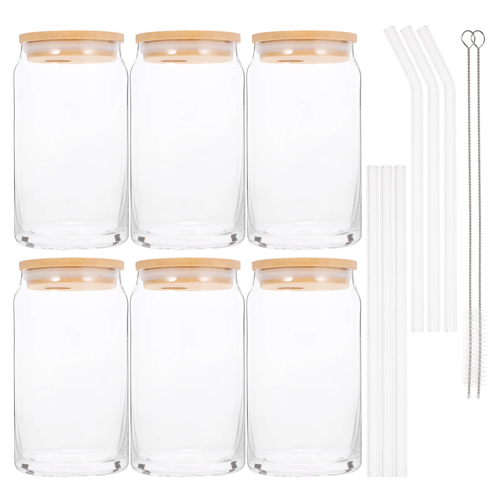 

1 set 1 Set Glass Cups With Lid Straw Reusable Can Shaped Drinking Bottles Cold Drinking Bottle For Juice Coffee Beer Water Use