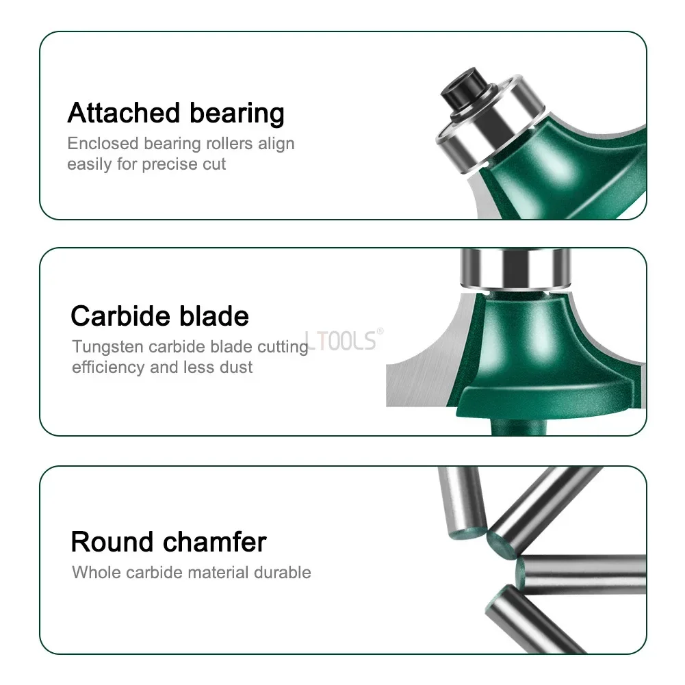 4 ชิ้น 6 มิลลิเมตรหรือ 1/4 "Shank ที่มีคุณภาพสูงขนาดเล็กมุม Round Router Bit สําหรับไม้ขอบงานไม้ Mill คลาสสิกเครื่องตัดบิตสําหรับไม้