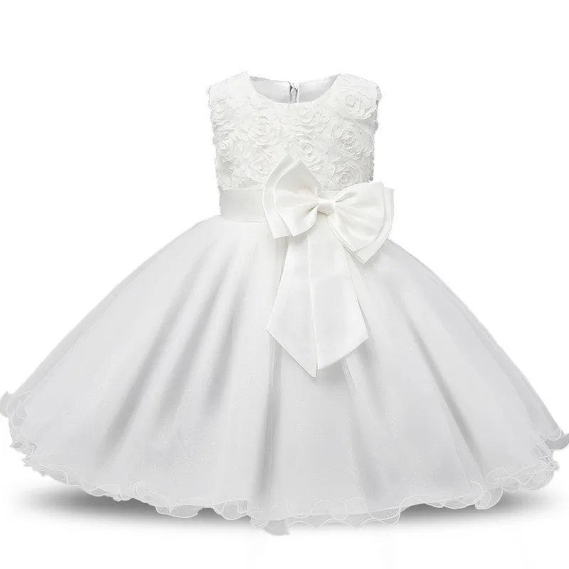 Summer Girl's Dress Rose Fluffy Skirt Children's Evening Performance Girls Clothing A-LINE Simple Princess Wedding Party Dresses