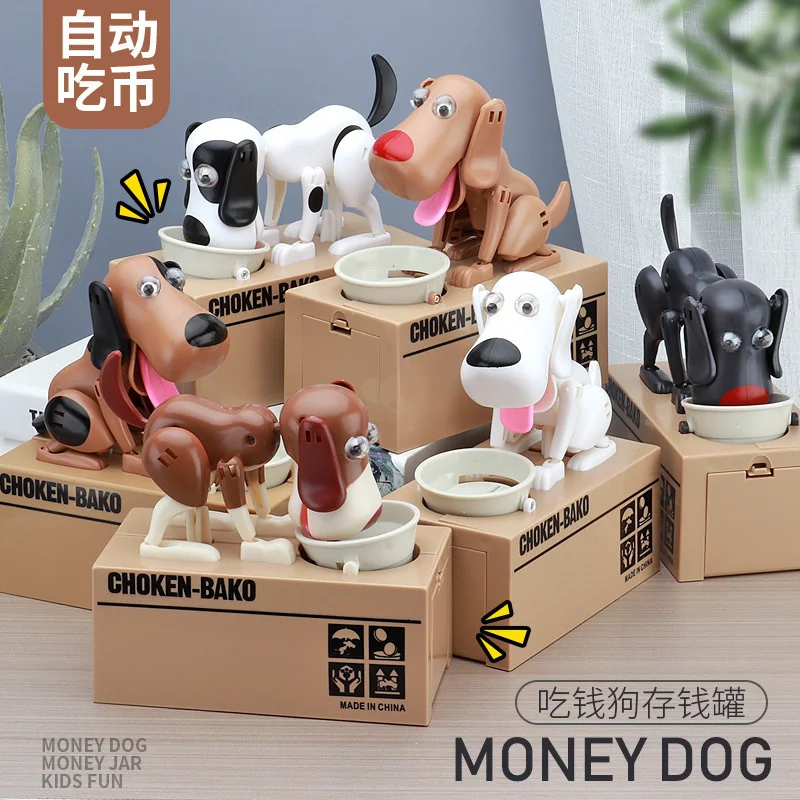 Electronic Piggy Banks Plastic Cartoon Robotic Dog Steal Coin Bank Automated Money Boxes Money Saving Box Kids Gift