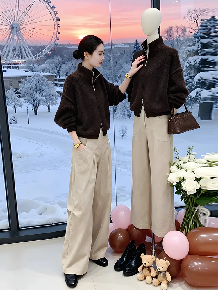 

Корейская утепленная женская куртка из вельвета с воротником-стойкой и двойной молнией, осенне-зимняя, маленький размер, очень теплая