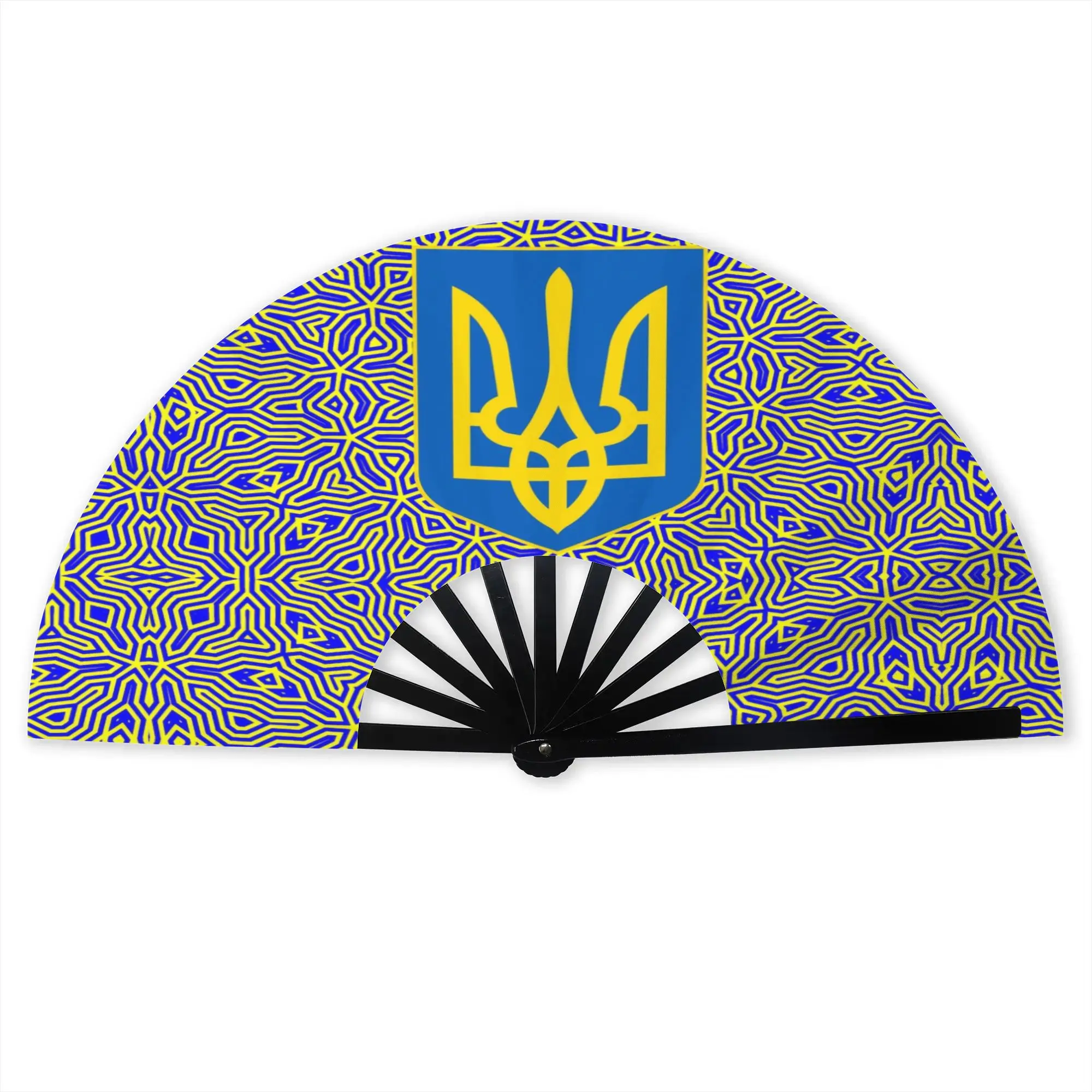 Customized Flag Of Ukraine Portable Pocket Fan Travel Ukrainian Heart Polyester Folding Fan Chinese Dance Handheld Cooling Fans