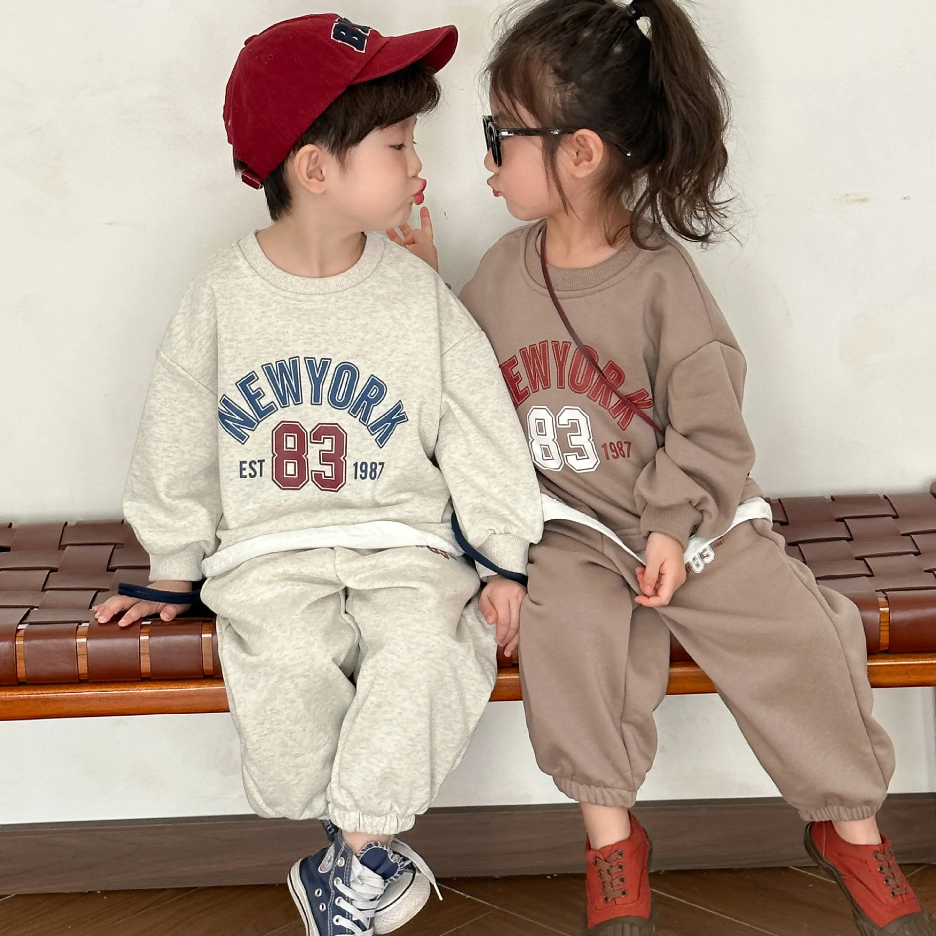 Spring Autumn Children Boy 2PCS Clothes Set Letter Cotton Pullover Sweatshirts Loose Solid Sweatpants Suit Toddler Boy Tracksuit