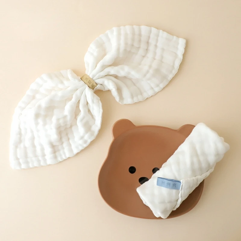 

Baby Face-Towel Soft Burp Cloth Breathable Infant Wash Cloth Square Towel Drooling Bib Facecloth with Hanging-Hook 5Pcs