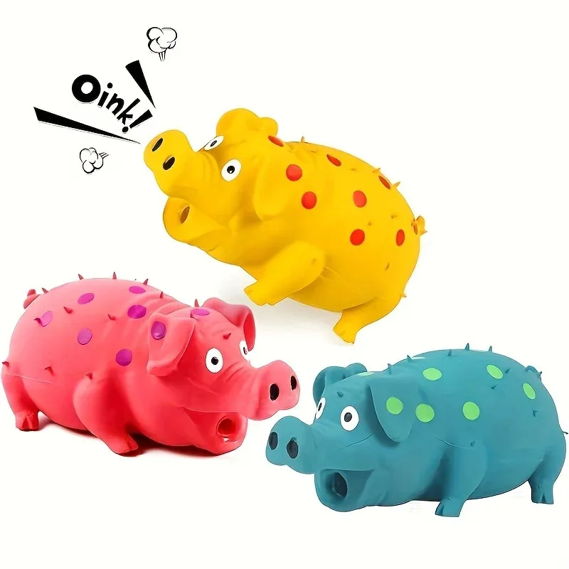 

Durable Latex Dog Toy with Funny Squeaky Barking Pig Sound Chew Resistant Teething Puppy Toys for Aggressive Chewers Large