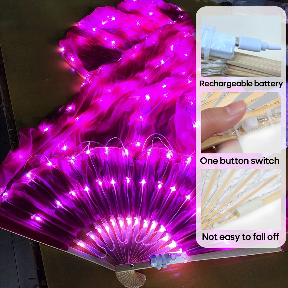 Belly Dance Accessories Electric LED Fan Real Silk Veil Belly Dancing Adult Stage Performance Carnival Personal Practice