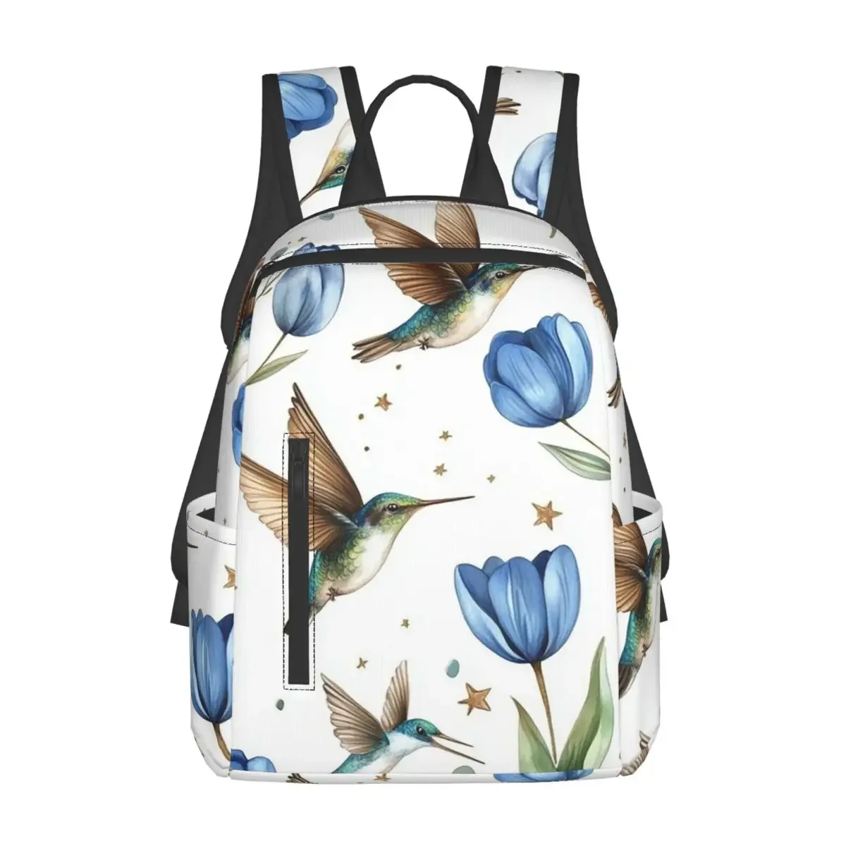 

Tulips And Hummingbirds Backpack Daypack Large Capacity Children BookBag School Bag Shoulder Bags for Men Women