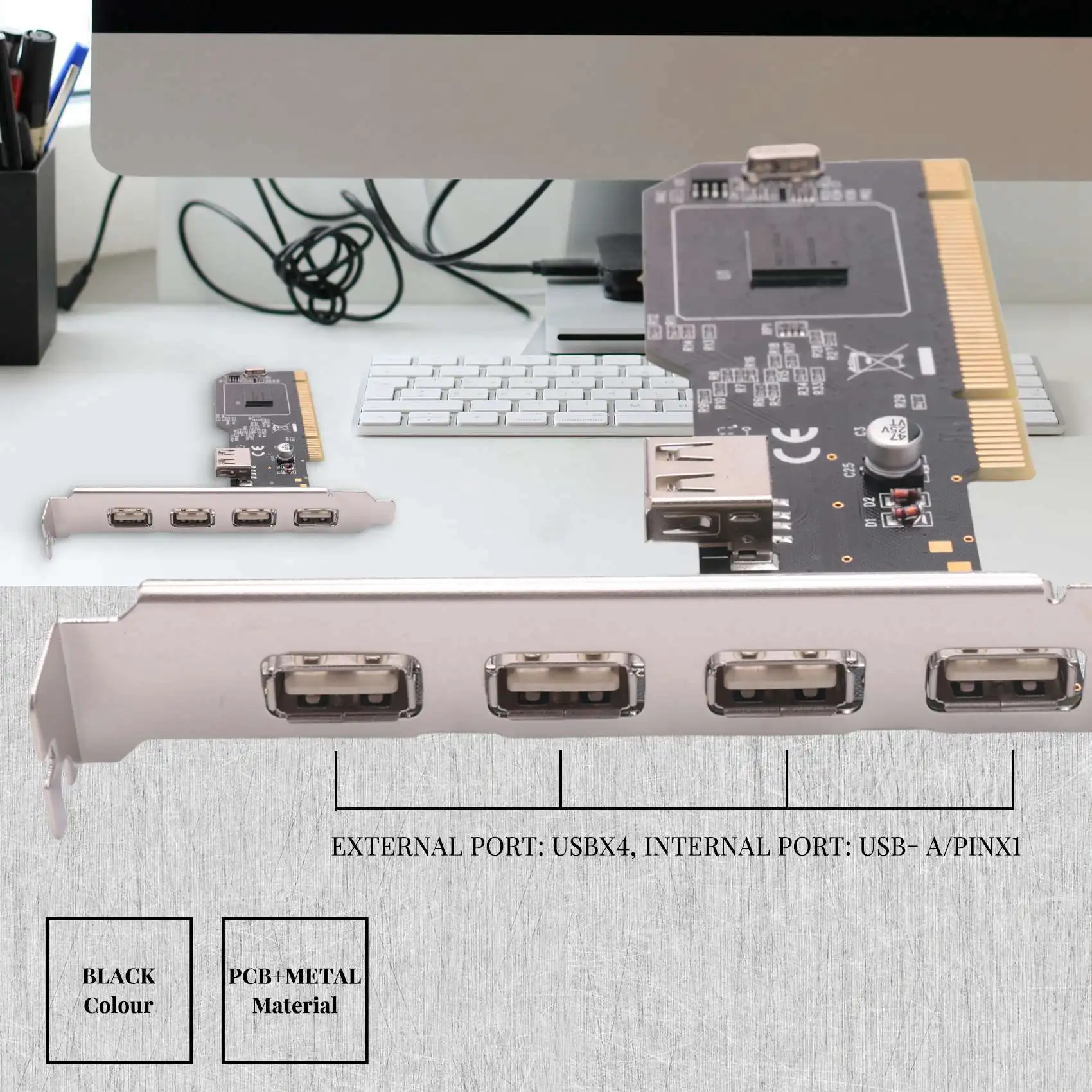 การ์ดขยาย SB-PCI เป็น USB2.0 สำหรับเดสก์ท็อป PCI เป็น 5 พอร์ต USB2.0 ความเร็ว 480Mbps ชิป NEC