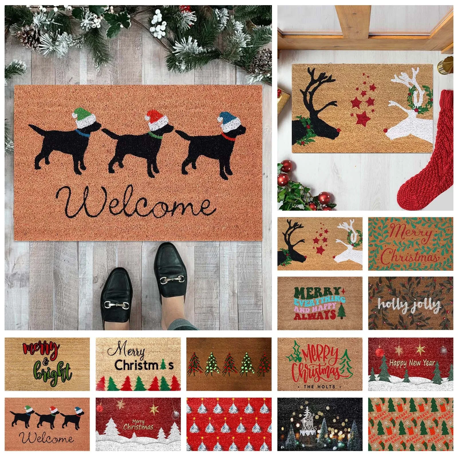 Custom Christmas Tree Red Truck Door Mat Christmas Tree Red Truck Merry Christmas Door Mat Holiday Rug Living Room Rug Modern