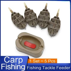 5pcs/Set Inline Method Feeder Mould Bait Thrower Bait Plumb Set Carp Fishing Bait Holder Tool