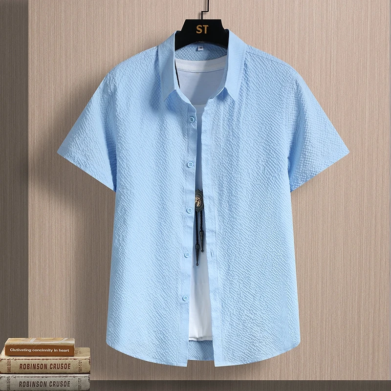

8-Color Fashionable Men's Shirt Summer Solid Color Breathable Loose Fit Casual Shirt Multifunctional Collar