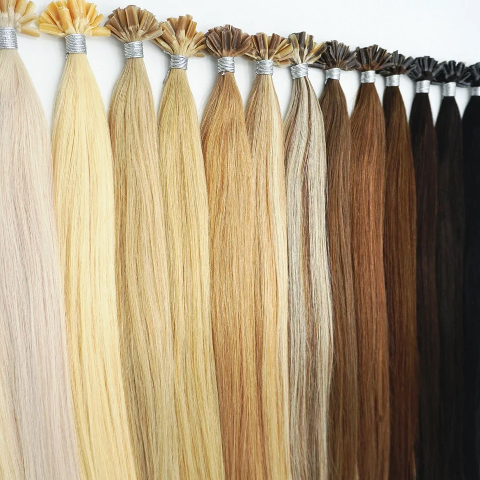 Brian KerU-Extensions de cheveux à pointe en U pré-collées, pointes d\'ongles, cheveux humains, BAISI, cheveux raides en U, Pro, 18 en 30 pouces