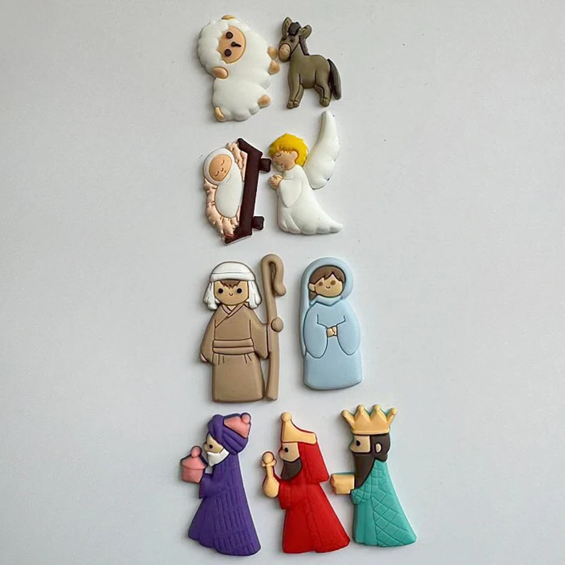 9Pcs/Set Christmas PVC Mini Cartoon Statue Used For Refrigerator Magnets Making DIY Accessories