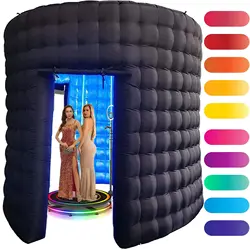 360 Photo Booth Background Wall Inflatable RGB Light Background, LED Inflatable Booth Fence, 118 inches For Event Party
