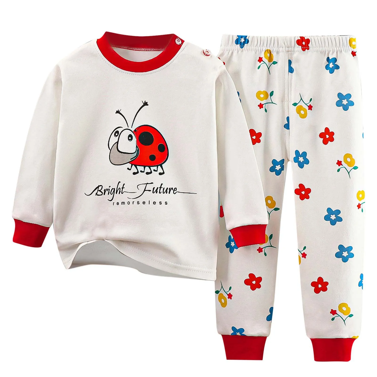 

Cotton Children Winter Warmth Pajamas Sets Unisex Soft Comfort Warm Cute Cartoon Printed Suitable Boys Girls Perfect for Autumn