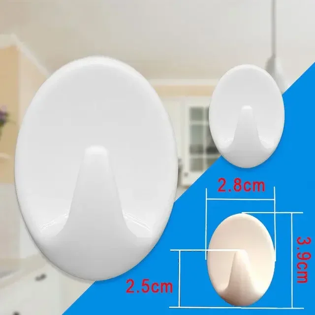 20/10pcsHook White Plastic  Hook  Kitchen Bathroom Sticky Holder Wall Door Hook White Plastic Oval Self Adhesive Hanger