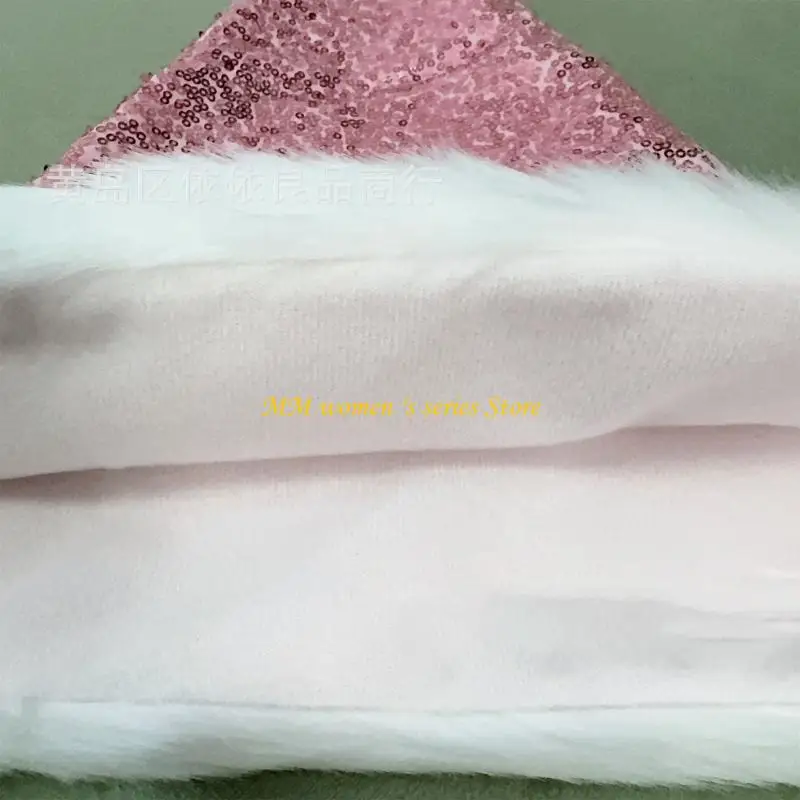 Q39C Hoed met pailletten Kerstfeestdecoratie Hoed Pailletten Kerstmankostuum Hoed voor volwassenen en kinderen Kerstfotografie