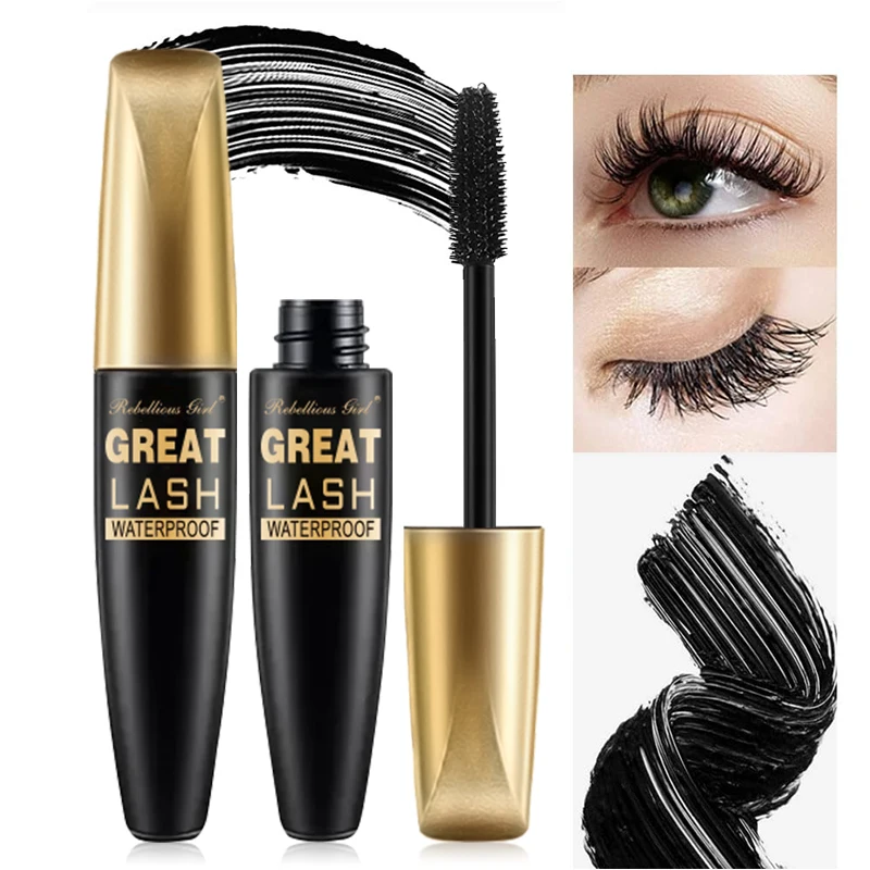 

4D Silk Fiber Eye Black Waterproof and Anti Dizziness Makeup Plump Makeup Eye Black Thick Length Feather Like Soft Full Eyelashe