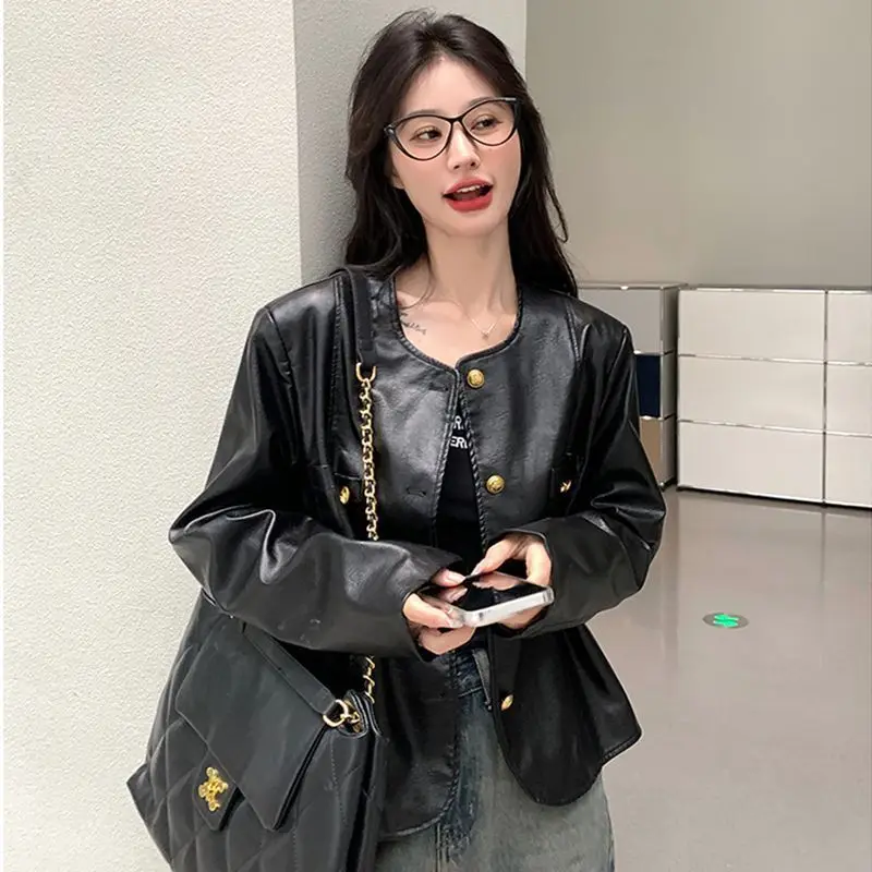 ファイオナブルレザー ジャケット レディース アウター 春秋 2026 スモール フランス風 スタイリッシュ 高級 トレンド トップス 女性用