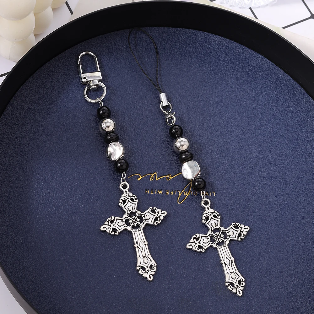 Aihua المعادن Steampunk الصليب المفاتيح اليدوية المحمول الحبل مجوهرات هدايا الصلبان سلسلة هواتف معلقة حزام الهاتف #1